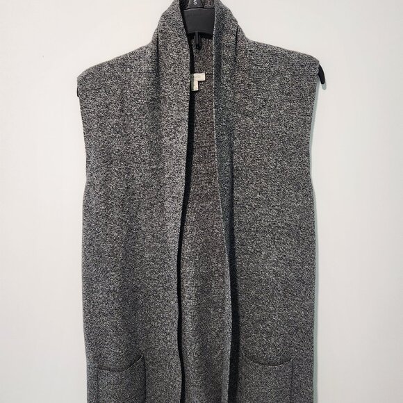 Talbots Sweaters - Talbots Open Front Sleeveless Sweater Vest Cardigan Tunic-Gray/Black- Medium